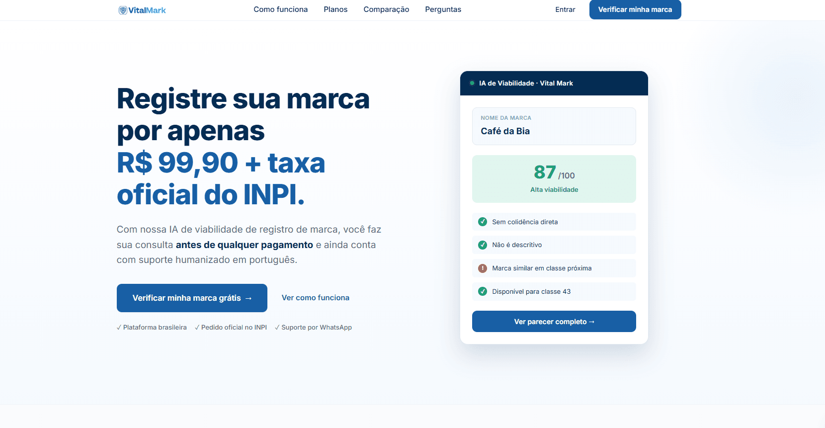 Página inicial da VitalMark
